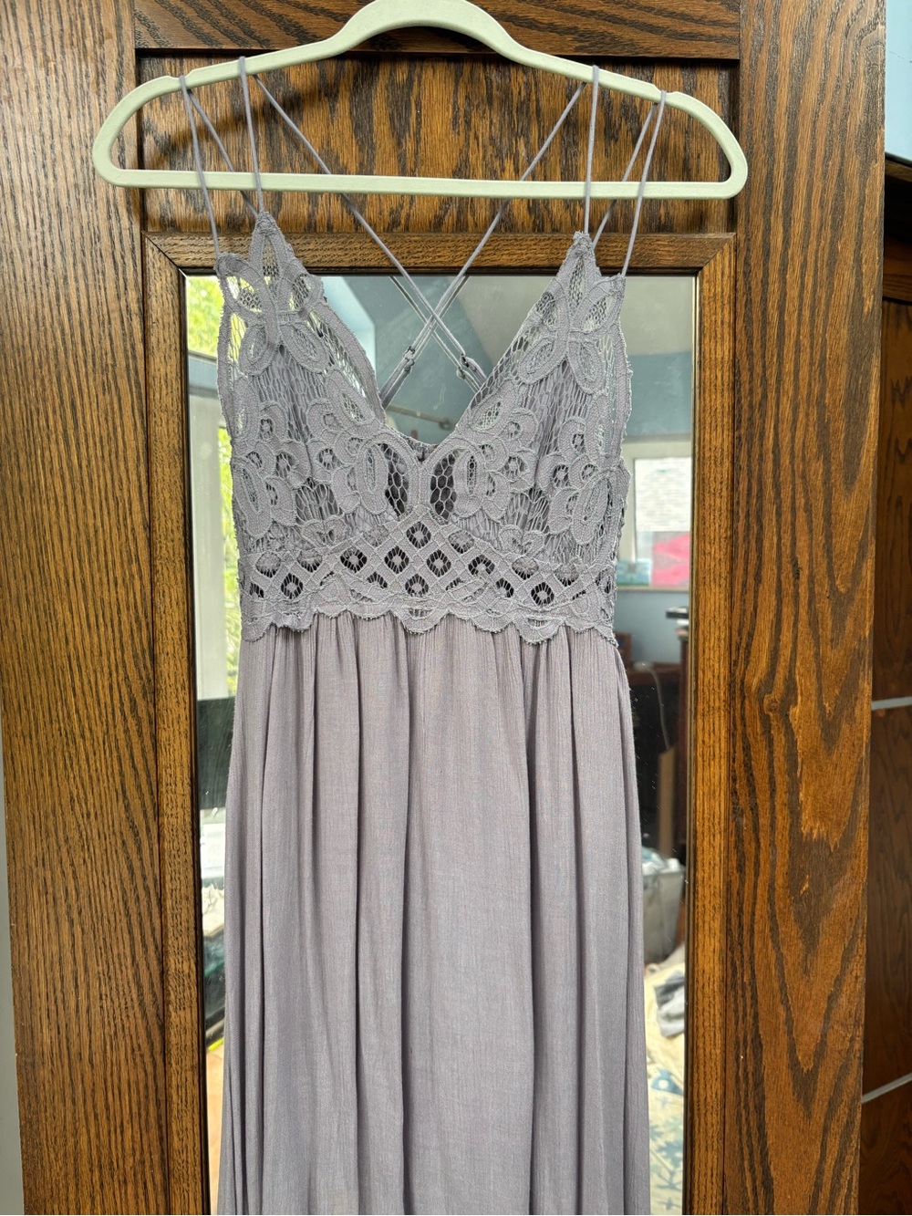 Free People ADELLA Light Gray Lace Maxi Dress - worn only once